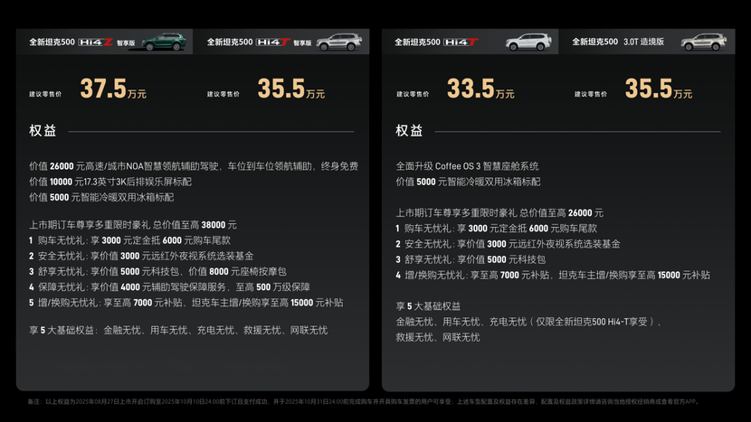全新坦克500上市，33.5万元起售