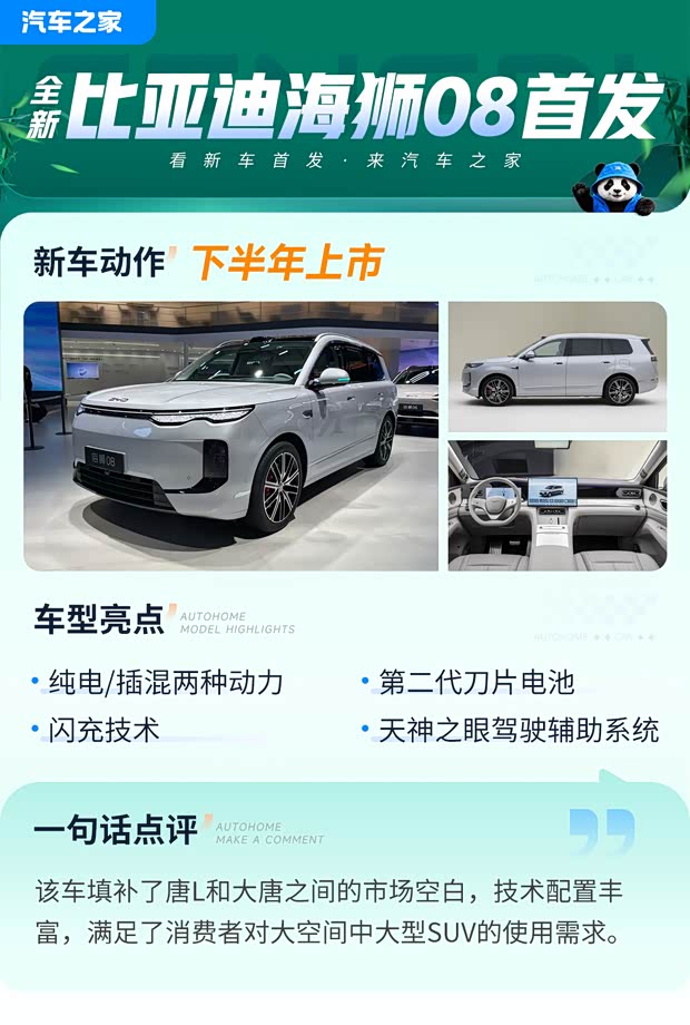 2026成都车展：比亚迪海狮08首发亮相！定位中大型SUV！